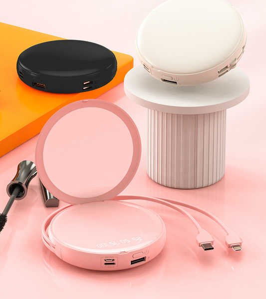 Espejo de Belleza Portátil con Luz LED y Carga Rápida