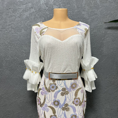 Vestido Formal Elegante Cuello Redondo Manga Corta Ajustado - Image 8