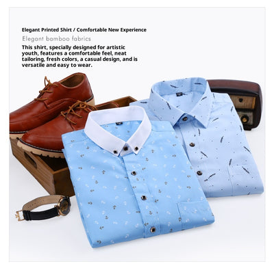Camisa Estampada de Manga Larga Estilo Coreano para Hombre - Image 25
