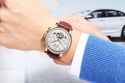 Reloj Mecánico Automático para Hombre en Cuero Auténtico con Diseño Calado - Image 12