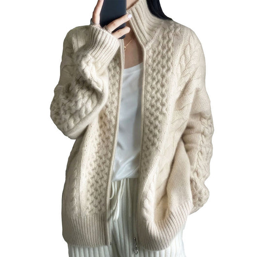 Cardigan de Cuello Alto con Cierre de Cashmere Grueso para Mujer - Image 2