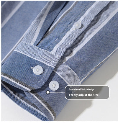 Camisa Oxford de Algodón a Rayas Antirruga para Hombre - Image 23