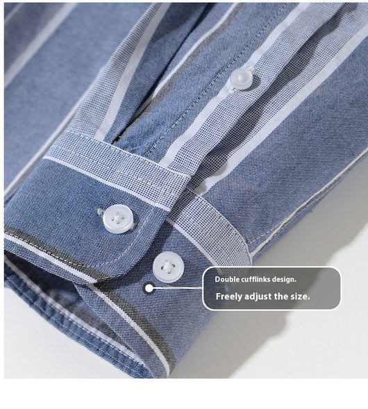 Camisa Oxford de Algodón a Rayas Antirruga para Hombre - Image 23