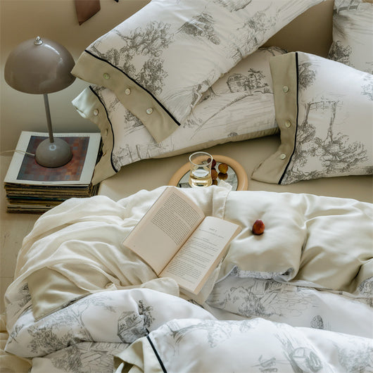 Juego de Cama Tencel Estilo Pastoral Retro de Cuatro Piezas - Image 12