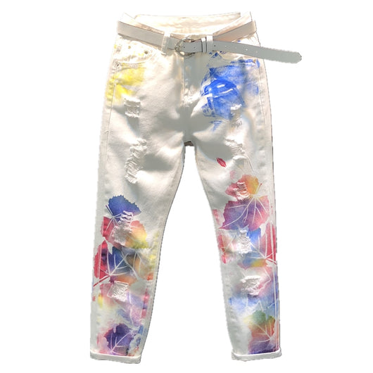 Pantalones Vaqueros Rectos con Estampado Floral y Stretch - Image 11