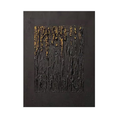 Cuadro Abstracto Negro Texturizado en Oro - Arte Minimalista Wabi-sabi para Sala de Estar - Image 5