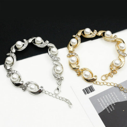 Pulsera de Perla y Diamante en Aleación - Diseño Creativo y Personalizado - Image 12