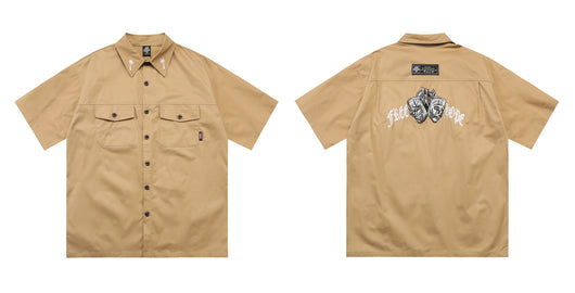 Camisa de Trabajo Talla Grande Suelta con Bordado - Image 17