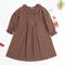 Vestido Infantil de Lino con Encaje y Mangas Largas