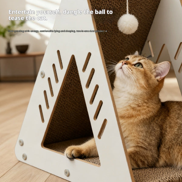 Árbol Rascador de Cartón Corrugado para Gatos - Nido y Centro de Juegos