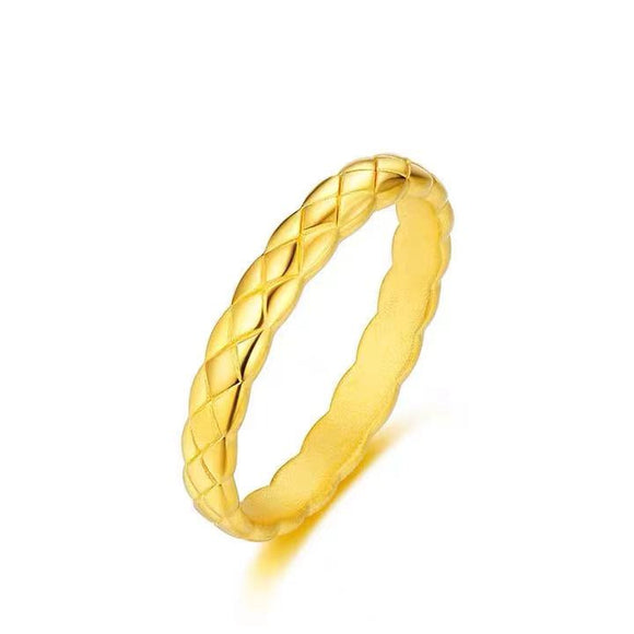 Anillo de Pareja Dorado Xiaoxiang Lingge - Diseño Fashion Elegante