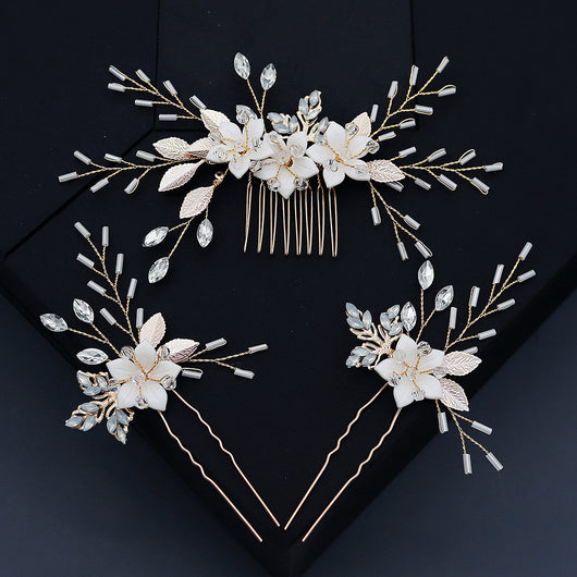 Peine de Novia con Flores y Cristales Brillantes - Accesorio Artesanal para el Cabello - Image 7
