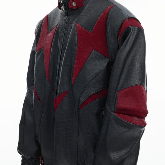 Chaqueta de Cuero PU con Detalles en Contraste y Herrajes Metálicos - Image 5