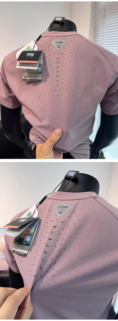Playera Deportiva Manga Corta Perforada Secado Rápido para Hombre - Image 16