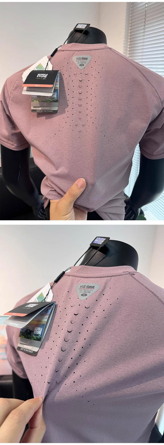 Playera Deportiva Manga Corta Perforada Secado Rápido para Hombre - Image 16