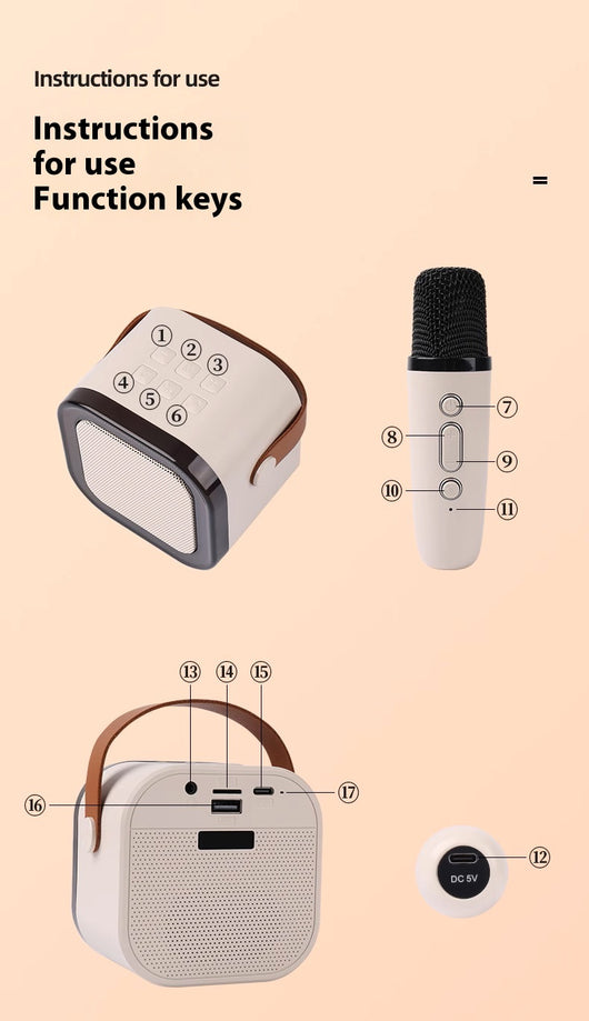 Micrófono Inalámbrico Bluetooth para Karaoke Familiar - Sistema Todo en Uno - Image 15
