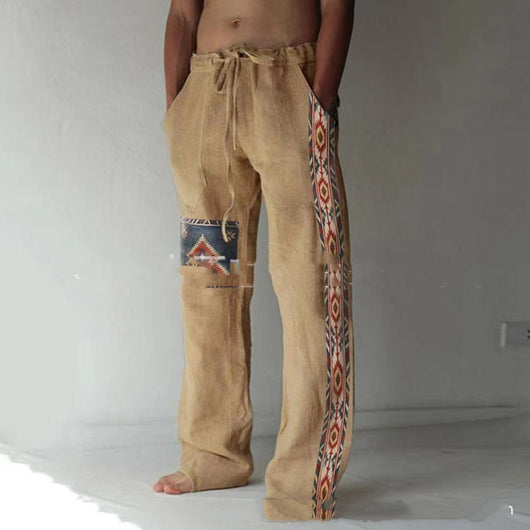 Pantalones Étnicos Rectos con Cordón para Hombre - Image 10