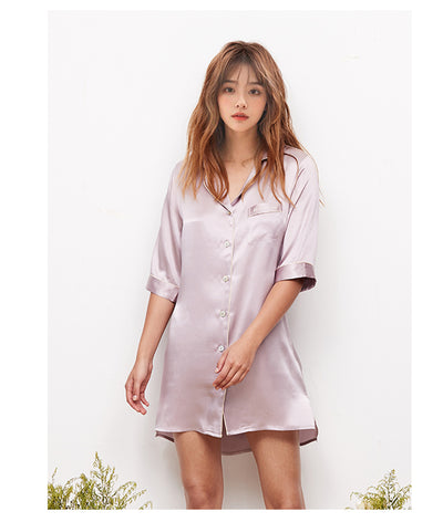 Camisón de Seda Midi para Primavera y Verano - Pijama Elegante para el Hogar - Image 9