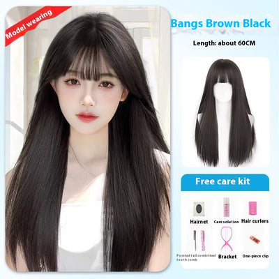 Peluca Larga Mujer Cabello Natural Liso Frente Encaje Completo Premium - Image 15