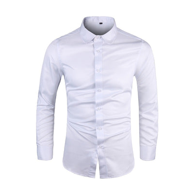 Camisa de Negocios Manga Larga Talla Grande Cuello Solapa Color Sólido para Hombre - Image 11