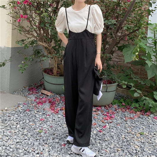 Jumpsuit Verano Elegante con Mangas Abullonadas y Piernas Anchas - Image 2