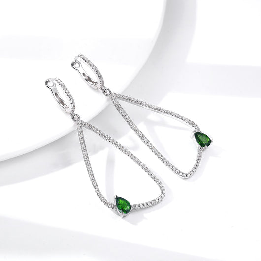 Aretes de Plata S925 con Diopsida Natural para Mujer - Image 3