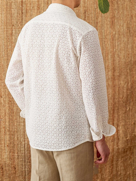 Camisa Casual de Manga Larga con Cuello Abierto y Tela Respirable - Image 4