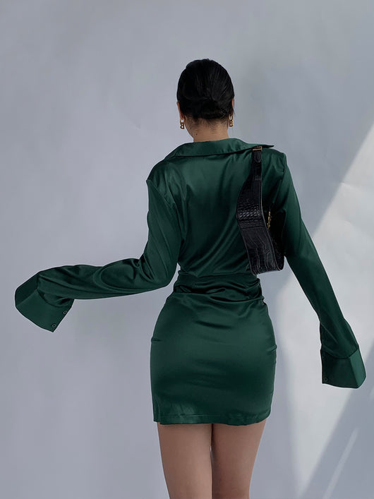 Vestido Camisero Azul Ajustado para Mujer - Diseño Exclusivo con Falda Ceñida - Image 8