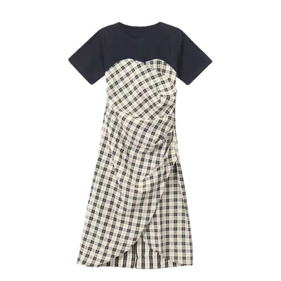 Vestido de Verano a Cuadros con Empalmes para Mujer - Image 7