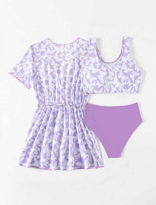 Traje de Baño Tres Piezas con Estampado Moderno - Image 9