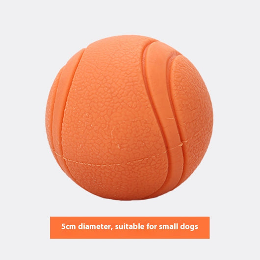 Orange rubber pet toy ball with textured surface and grooved lines, 5cm diameter, suitable for small dogs. - Image 14