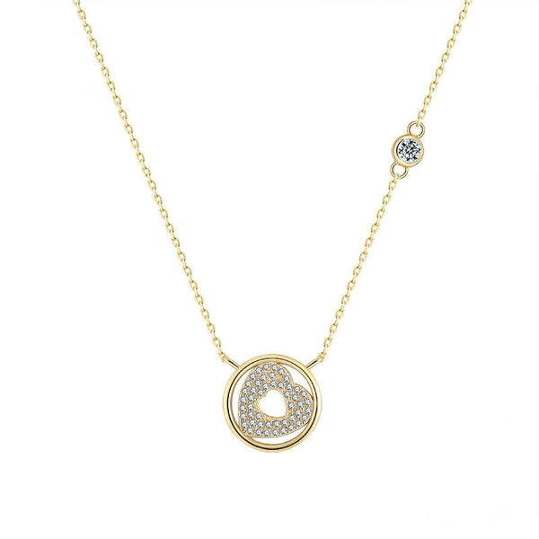 Collar Corazón Plata 925 con Oro 14K y Diamantes Zirconia Hueco - Image 4