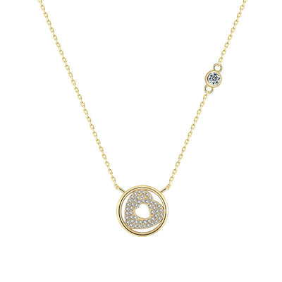Collar Corazón Plata 925 con Oro 14K y Diamantes Zirconia Hueco - Image 4