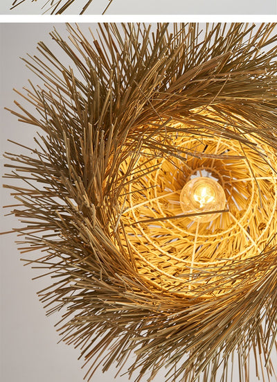 Lámpara Colgante Tejida en Ratán Estilo Wabi Sabi Japonés - Image 9