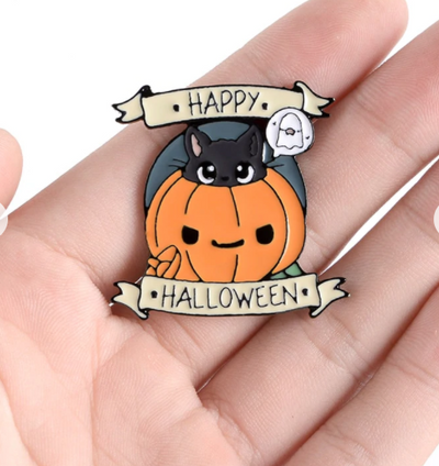 Broche Calabaza Halloween con Esmalte y Efecto Goteo - Image 5