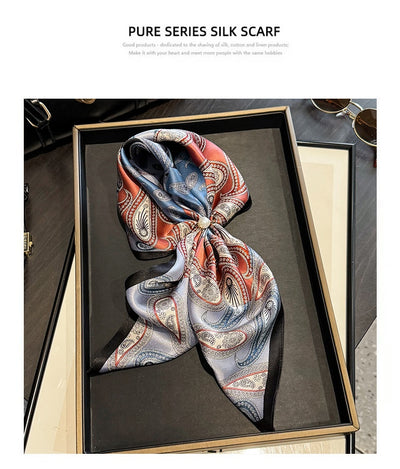 Pañuelo de Seda Estampado Paisley - Accesorio Versátil de Moda - Image 12