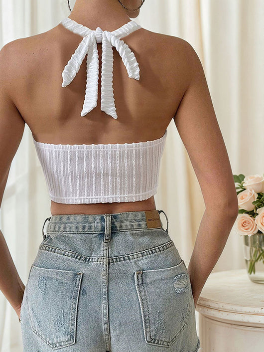 Blusa Halter Fruncida sin Mangas - Diseño Exclusivo para Verano - Image 9