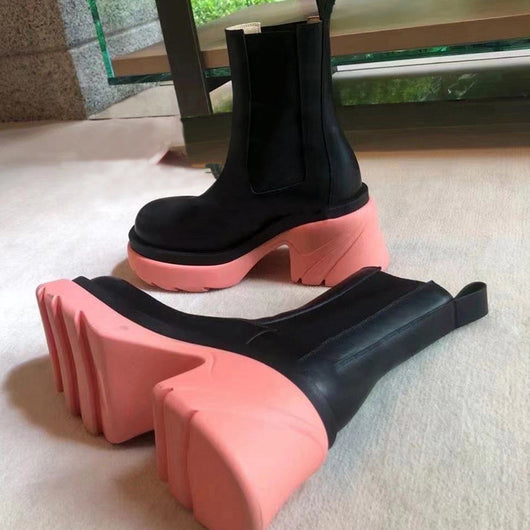 Botas Cortas Mujer Cuero Vacuno Suela Gruesa Verde - Image 3
