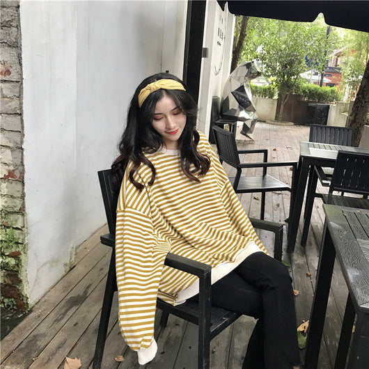 Camisa Oversized a Rayas de Manga Larga Suelta - Image 13