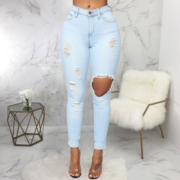 Pantalón Vaquero Talle Alto Elástico con Lavado Versátil