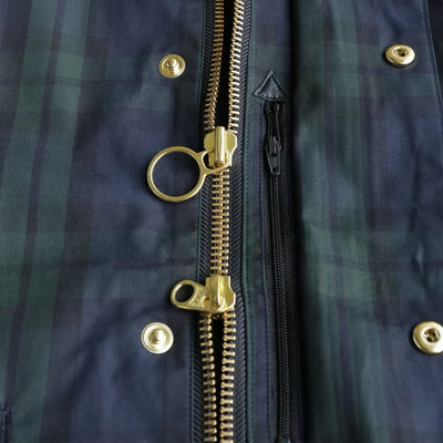 Abrigo Retro Cuadrille Verde Estilo Japonés con Cuello Vuelto en Pana - Image 4