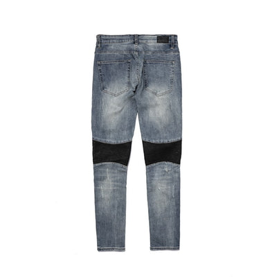Jeans Slim Fit Motociclista con Parches de Cuero y Cierre Ajustado - Image 3