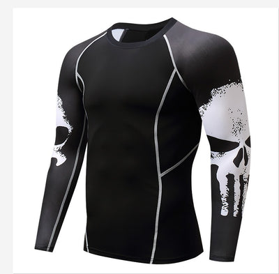 Playera Deportiva Manga Larga con Diseño Calavera - Ajuste Compresión Quick Dry para Hombre - Image 3