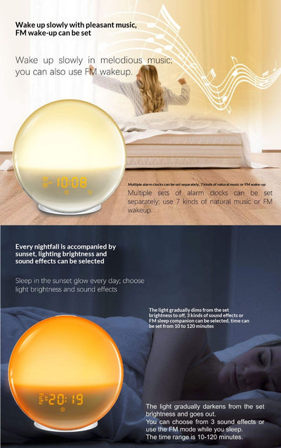 Lámpara Despertador Infantil con Luz Ambiental Multicolor y Sonidos Relajantes - Image 8