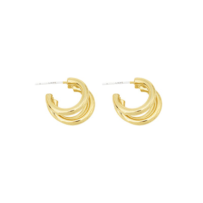 Aretes Minimalistas de Tres Capas - Diseño Elegante y Sofisticado - Image 2