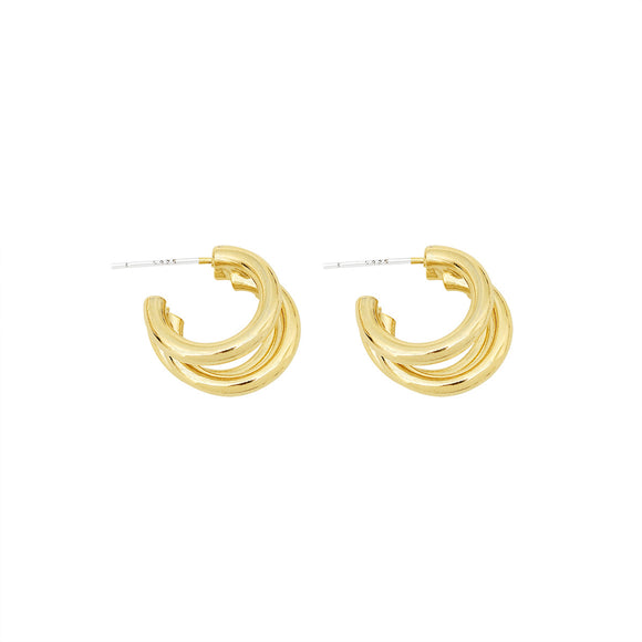 Aretes Minimalistas de Tres Capas - Diseño Elegante y Sofisticado