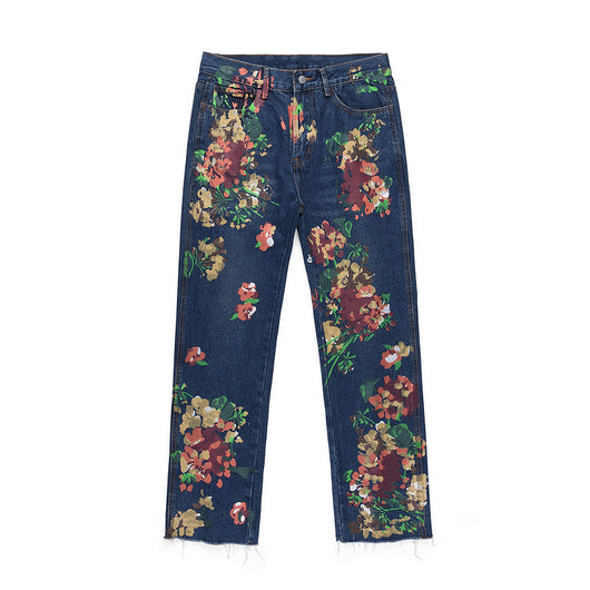 Jeans Gris con Estampado Splash de Tinta - Diseño Urbano Moderno
