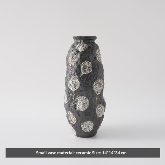 Florero de Cerámica Pintado a Mano Estilo Wabi-sabi Negro - Image 18
