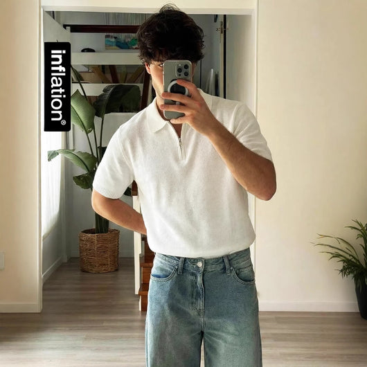 Polo Tejido Texturizado de Manga Corta para Hombre