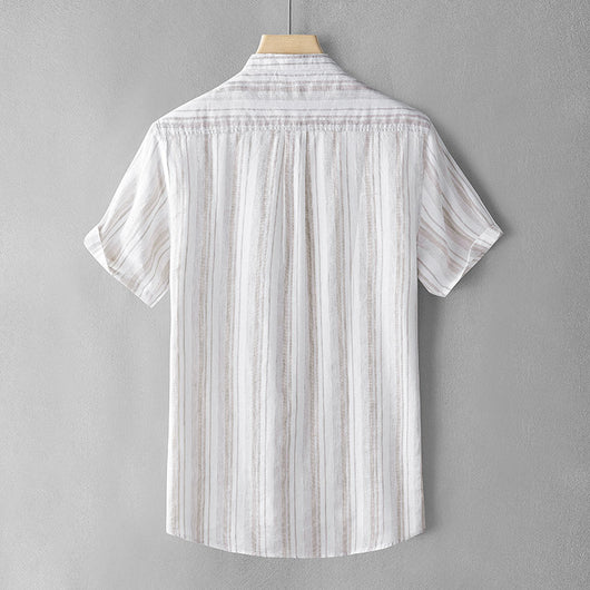 Camisa Retro Estilo Japonés de Lino con Cuello Mao para Hombre - Image 5